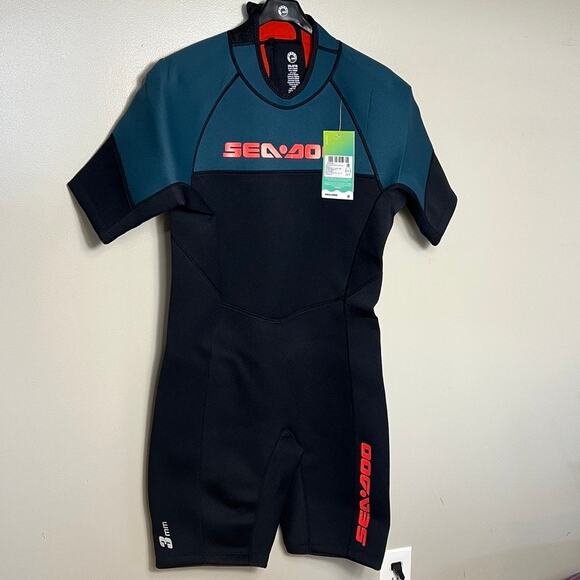 NWT SeaDoo Men’s Escape Shorty Wetsuit 3XL One Piece Short Surf Scuba - Picture 2 of 9